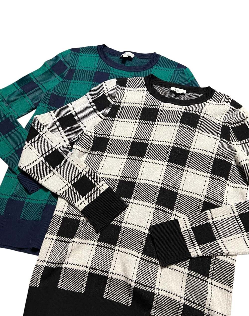 Kim Rogers Women's Plaid Cotton Crewneck Sweaters Size S Set of 2